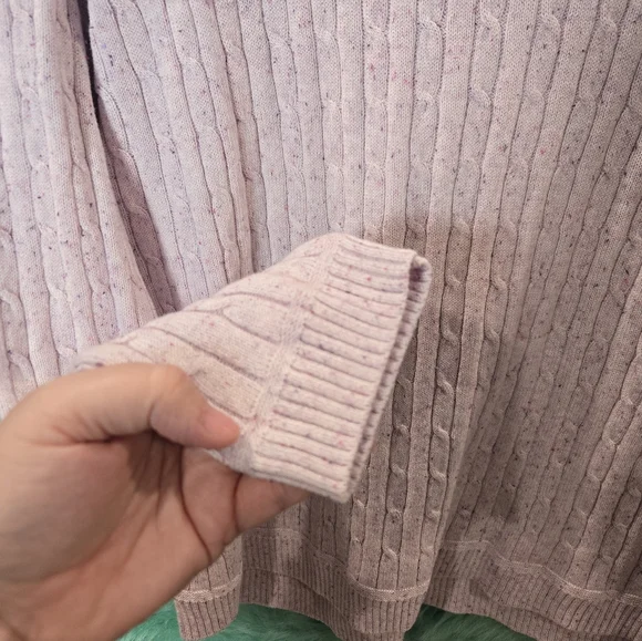 Croft and Barrow, Pink Purple Speckled Ribbed Long Sleeve Crew Neck Sweater L - Picture 5 of 7
